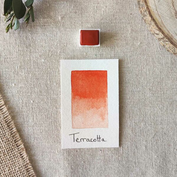 Aquarelle artisanale Terracotta en demi-godet