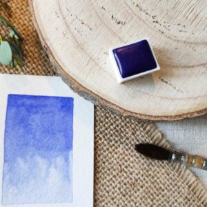 Aquarelle artisanale Bleuet en demi-godet