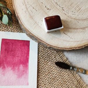 Aquarelle artisanale Prune en demi-godet