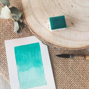 Aquarelle artisanale Succulente en demi-godet