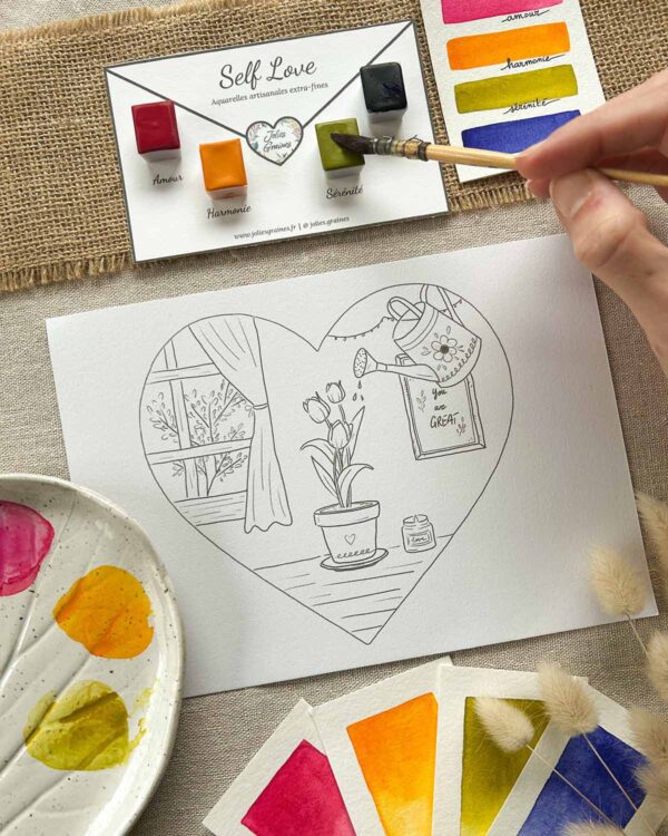Self Love - Palette de 4 couleurs + coloriage