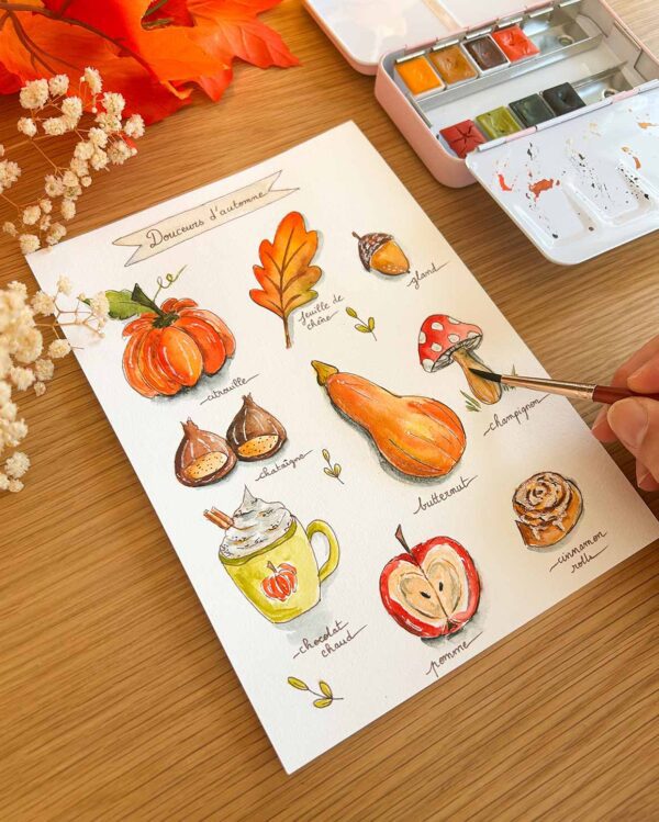 Atelier café aquarelle - Douceurs de l'automne
