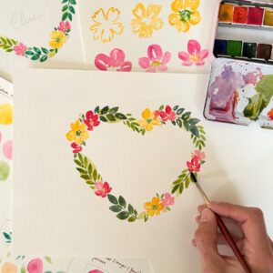Atelier café aquarelle - Couronne fleurie